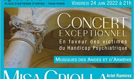 Concert exceptionnel en faveur des victimes du Handicat Psychiatrique - Eglise de la Trinité - Paris le 24..